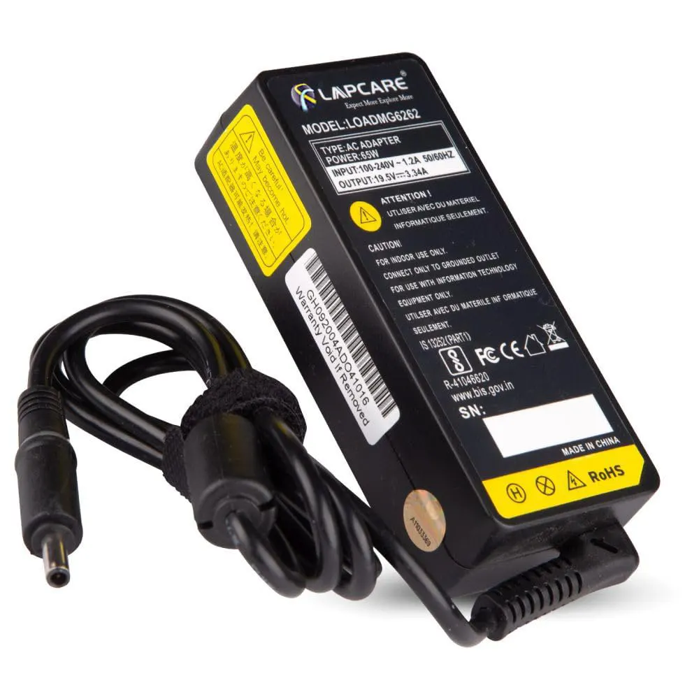 Lapcare Laptop Adapter Compatible For Dell 65w | 19.5v/3.34a | 4.5mm x 3.0mm view 2